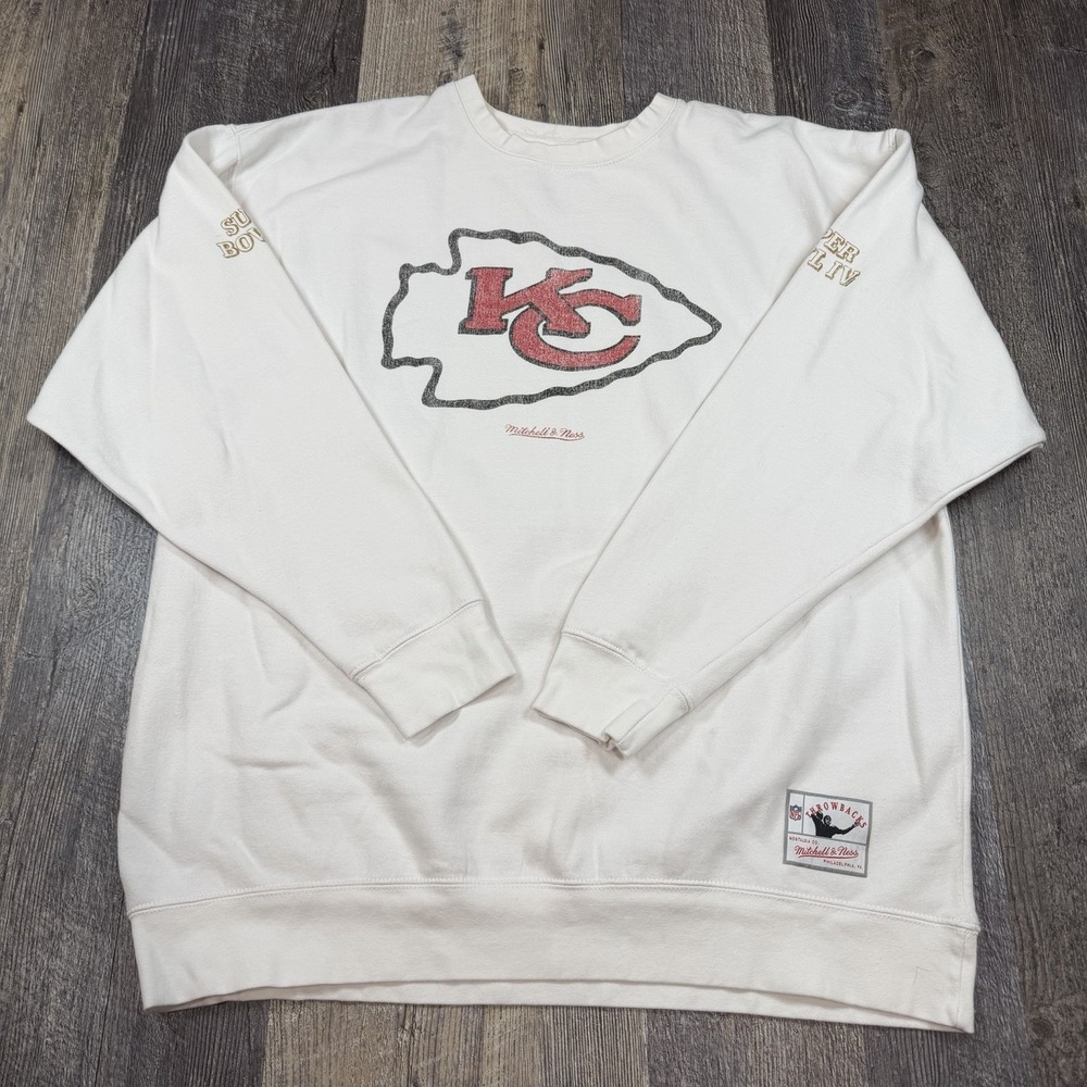 Mitchell Ness Kansas City Chiefs Throwback Crewneck Sweatshirt 2XL Super Bowl